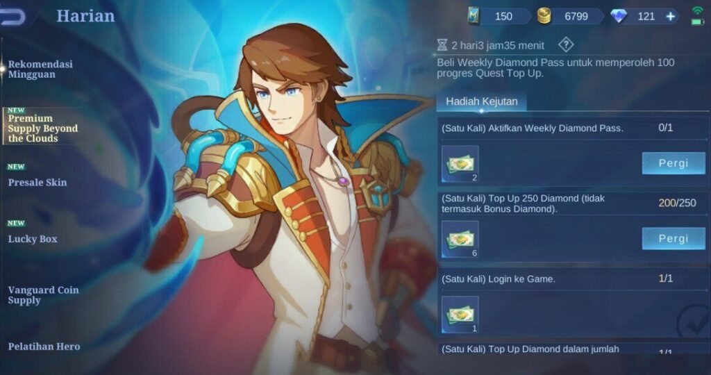 premium supply beyond the clouds, cloud coupon ml, weekly diamond pass, progres quest top up